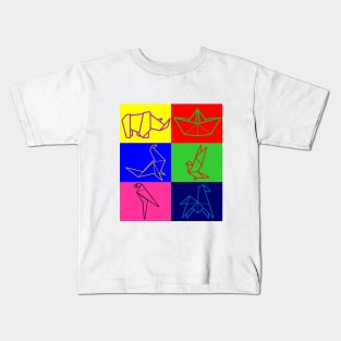 Geometric origami animals Kids T-Shirt